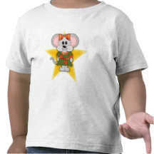 Cartoon Christmas Mouse Custom Text Tee Shirt