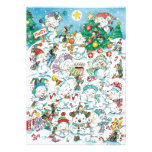 Cartoon Christmas Polar Bears Penguins Snow Party Announcement