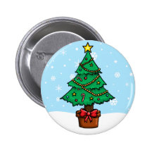 Cartoon Christmas Tree Button