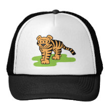 Cartoon Clip Art Bengal Tiger Big Cat with Stripes Mesh Hats