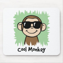Cartoon Clip Art Cool Monkey with Sunglasses Mouse Pad