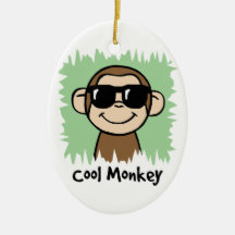 Cartoon Clip Art Cool Monkey with Sunglasses Christmas Ornament