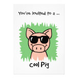 Cartoon Clip Art Cool Pig Sunglasses Boy Birthday Personalized Invite