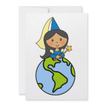 Cartoon Clip Art Cute Princess on Top of the World Custom Announcements