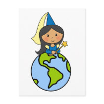Cartoon Clip Art Cute Princess on Top of the World Post Card