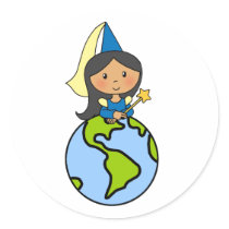Cartoon Clip Art Cute Princess on Top of the World Stickers