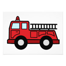 Cartoon Clip Art Firetruck Emergency Vehicle Truck Personalized Invite