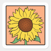 Cartoon Clip Art Garden Summer Sunflower Flower Square Stickers