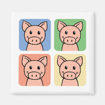Cartoon Clip Art Laughing Piggie Piggy Pigs! Fridge Magnets