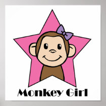 Cartoon Clip Art Smile Monkey Girl Pink Star Bow Print