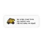 Cartoon Clip Art with a Construction Dump Truck Return Address Label