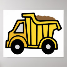 Cartoon Clip Art with a Construction Dump Truck Posters