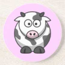 cartoon cow beverage coaster