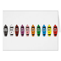 Cartoon Crayon Exhibit Greeting Card