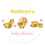 Cartoon Cute Duckies Baby Shower Gift Tag Sticker