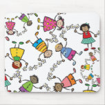 Cartoon Cute Happy Friends In A Circle Mousepad