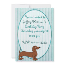 Cartoon Dachshund Childrens Birthday Invitation