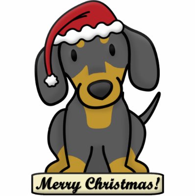 Cartoon Dachshund Christmas Ornament (Black & Tan) Photo Cut Outs by MenagerieMayhem