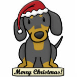 Cartoon Dachshund Christmas Ornament (Black & Tan) photo sculptures