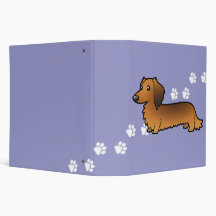 Cartoon Dachshund (longhair) 3 Ring Binder