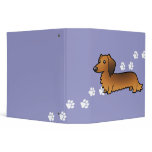 Cartoon Dachshund (longhair) 3 Ring Binder
