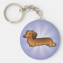 Cartoon Dachshund (longhair) Keychain