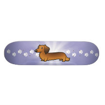 Cartoon Dachshund (longhair) Skate Deck
