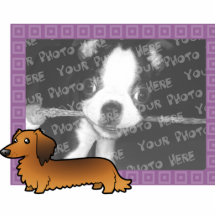 Cartoon Dachshund Photo Frame (longhair) Acrylic Cut Out