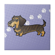 Cartoon Dachshund (wirehair) Ceramic Tiles