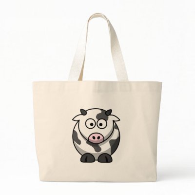 Cartoon Dairy Cow Tote Bags by 4sillygoose
