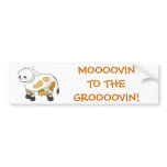 Cartoon Dairy Cow "MOOOOVIN!" Bumper Sticker