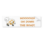 Cartoon Dairy Cow "MOOOOVIN" Bumper Sticker