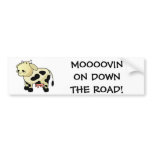 Cartoon Dairy Cow "MOOOOVIN" Bumper Sticker