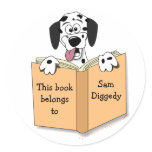 Cartoon Dalmatian Dog Bookplate Stickers Template