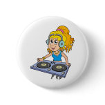 Cartoon DJ girl Pins