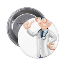 Cartoon doctor waving buttons