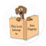 Cartoon Dog Bookplate Stickers Template