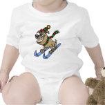 Cartoon Dog Snow Skiing Baby Bodysuits
