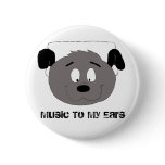 Cartoon Dog With Headphones Pin