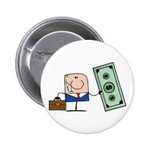 Cartoon Doodle Businessman Holding Dollar Pins