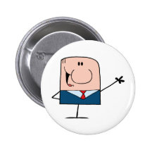 Cartoon Doodle Businessman Waving Pin