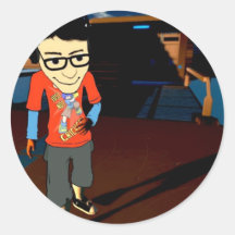 cartoon draxtor space ship round stickers