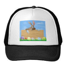 Cartoon Easter bunny pointing Hats