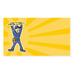 Cartoon Electrician holding electricity lightning Business Card Template