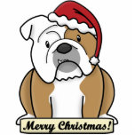 Cartoon English Bulldog Christmas Ornament Photo Cut Out