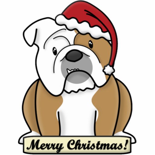 Cartoon English Bulldog Christmas Ornament Photo Cut Out