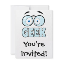Cartoon Eyes With Glasses GEEK Personalized Invitation