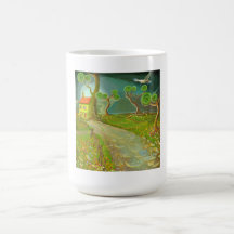 cartoon fancy land trees houses Mug