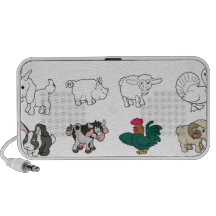 Cartoon Farm Animal Illustrations iPhone Speaker