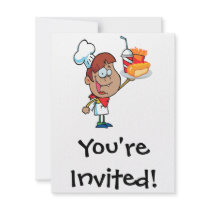 cartoon fast food waiter character personalized invites